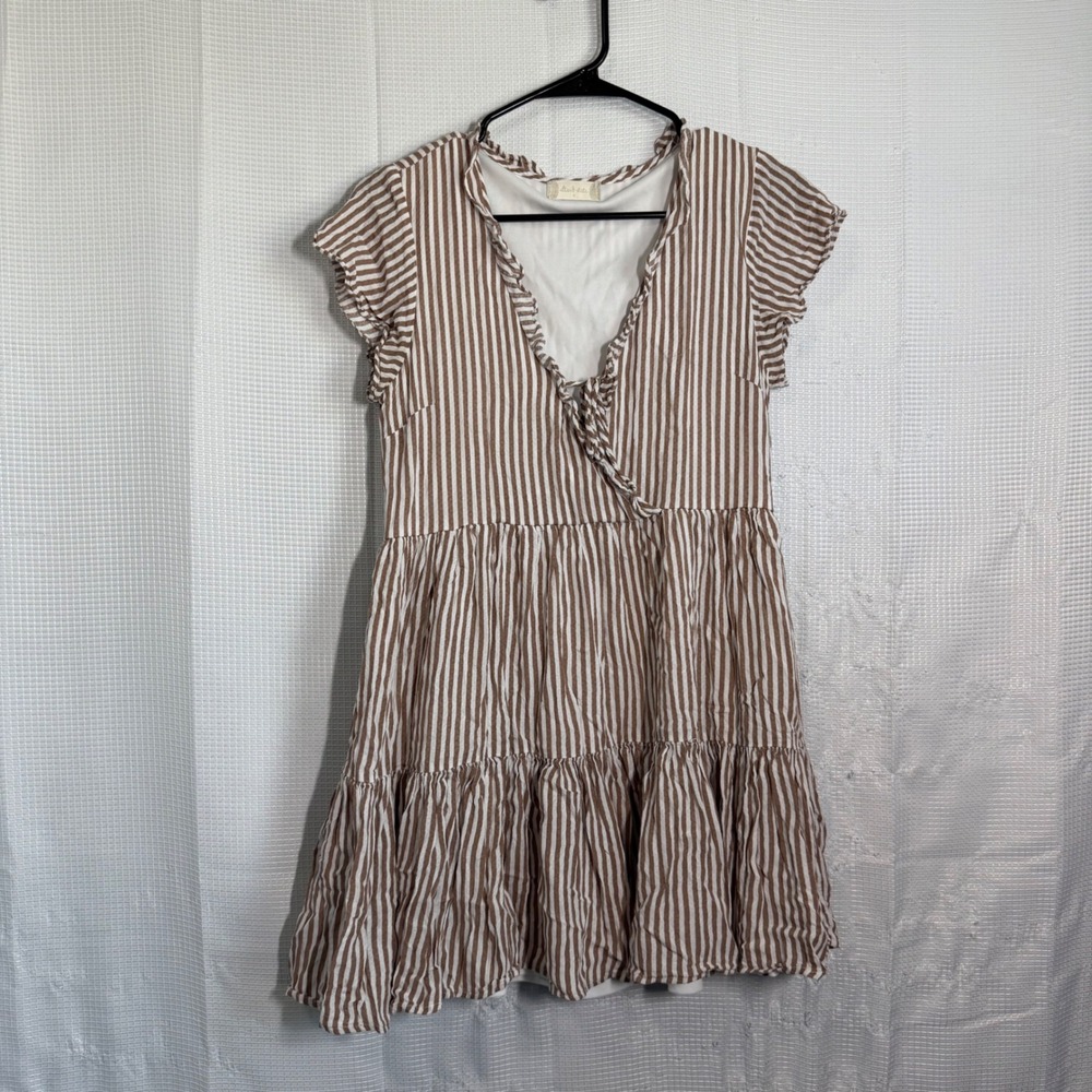 Altar'd State Mini Dress Rayon Striped Ruffle Tiered Boho Cottagecore Small